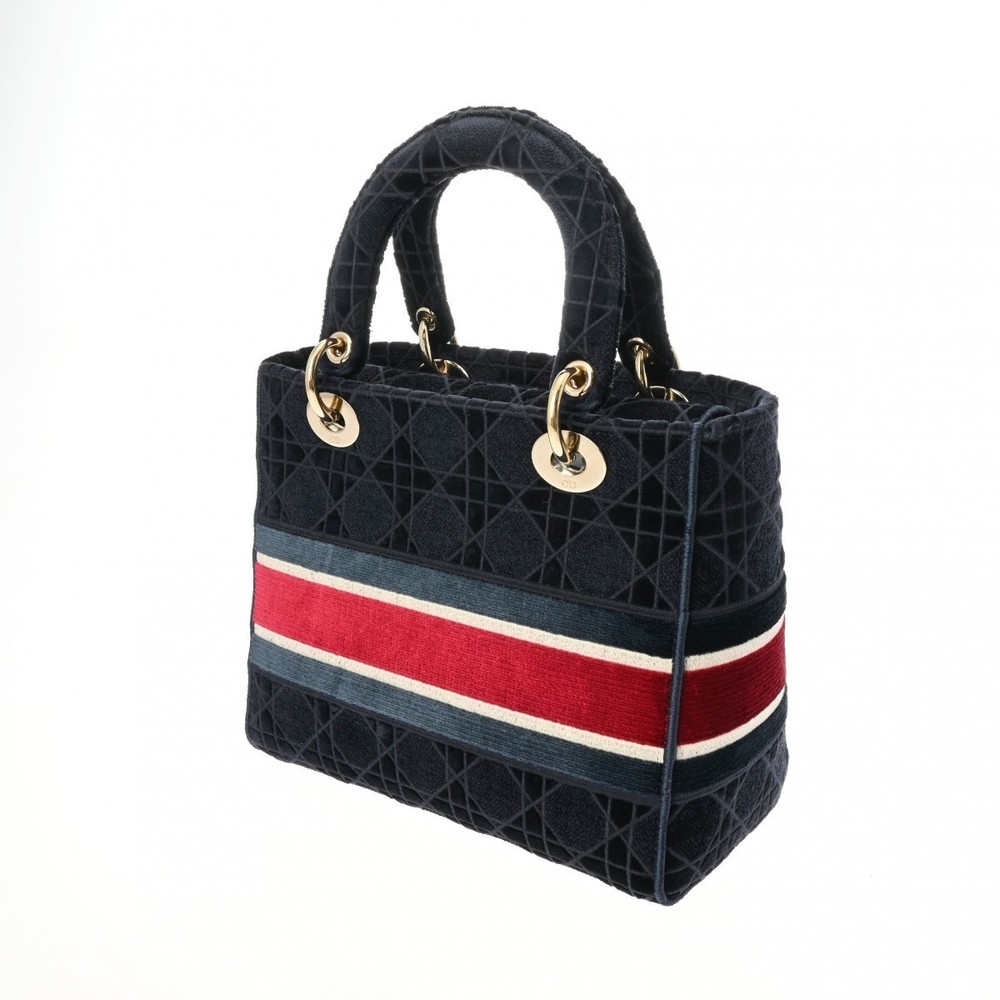 Dior Navy Medium Velvet Lady D-Lite 2Way